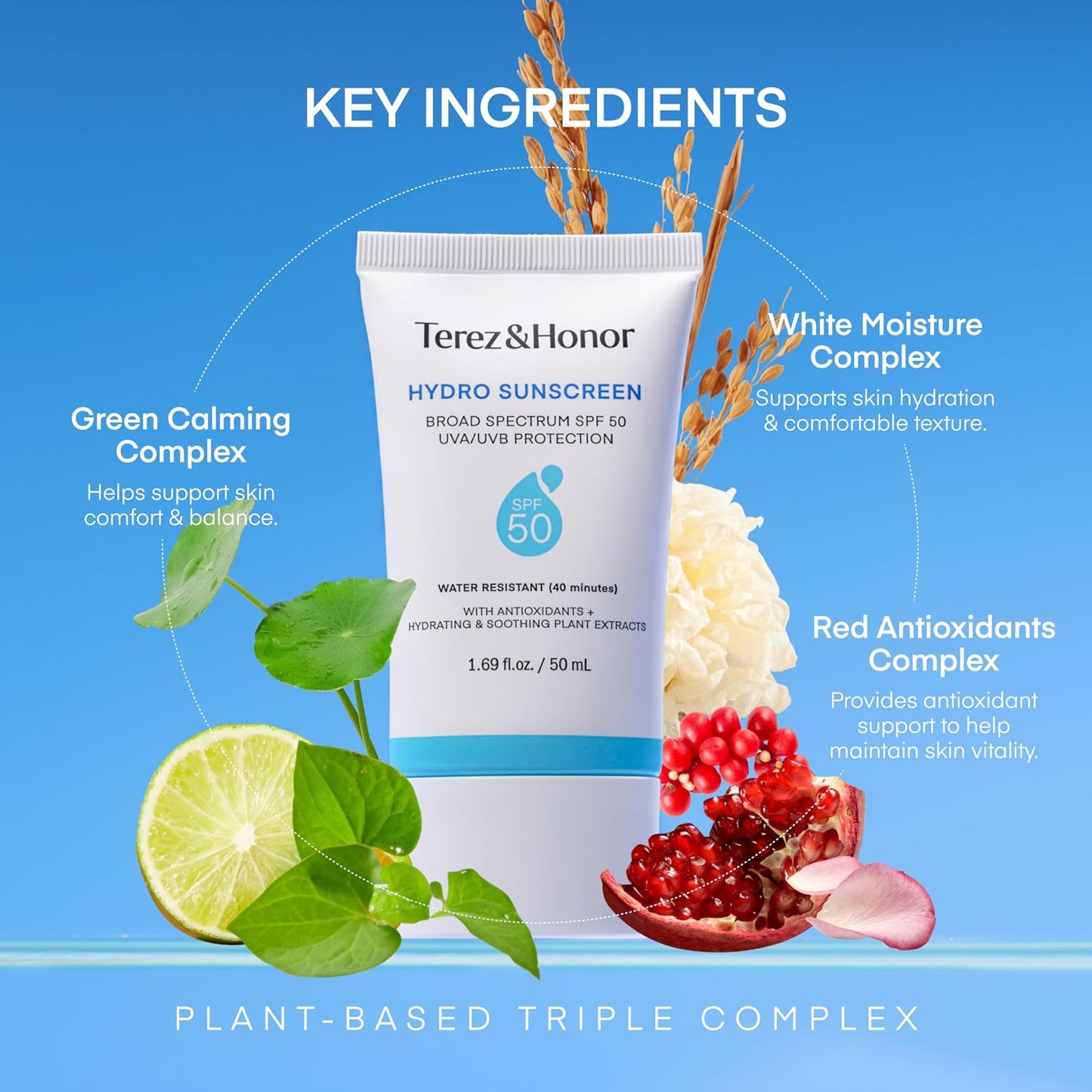 Sunscreen for Face: Hydrating Face Sunscreen Broad Spectrum SPF 50 with UVA/UVB Protection - Moisturizing, Soothing, Water-Resistant, No-White Cast & Non-Greasy - Korean Sun Care 1.69Oz