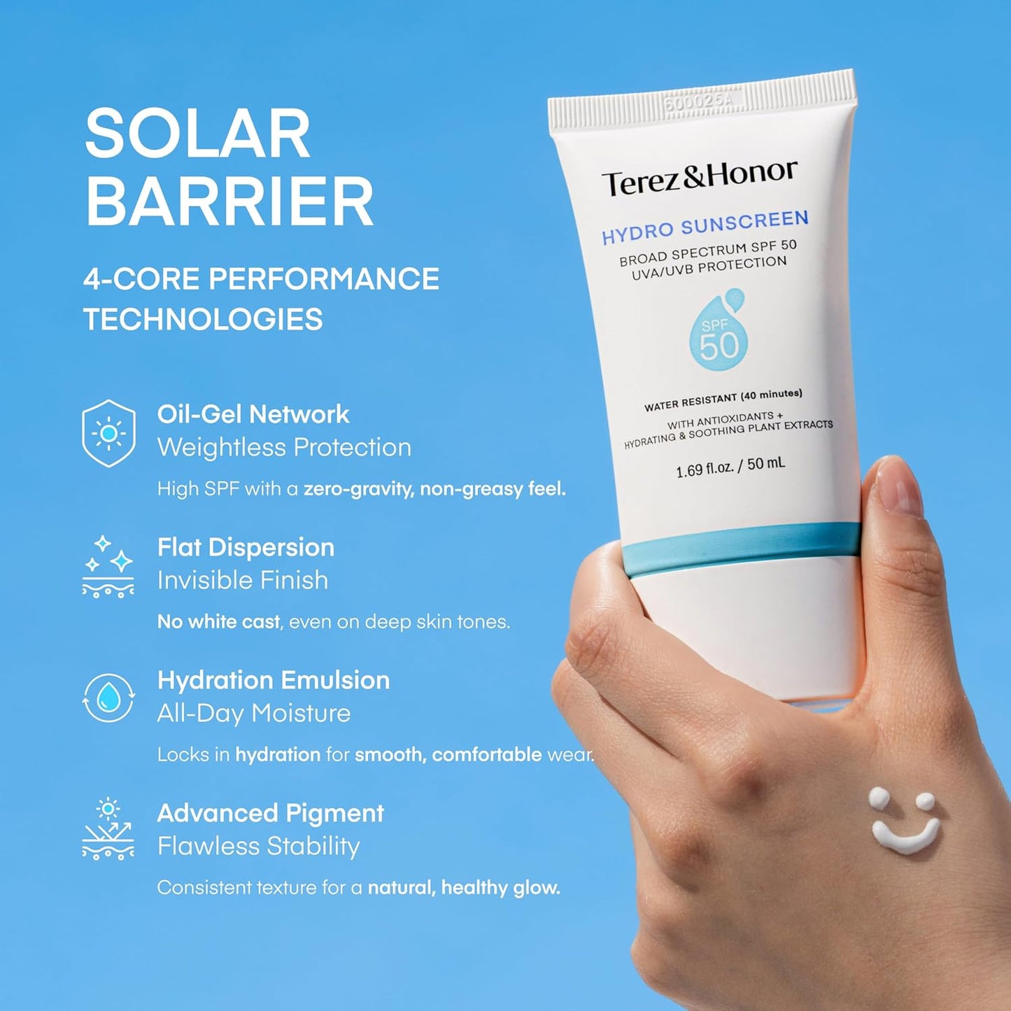 Sunscreen for Face: Hydrating Face Sunscreen Broad Spectrum SPF 50 with UVA/UVB Protection - Moisturizing, Soothing, Water-Resistant, No-White Cast & Non-Greasy - Korean Sun Care 1.69Oz